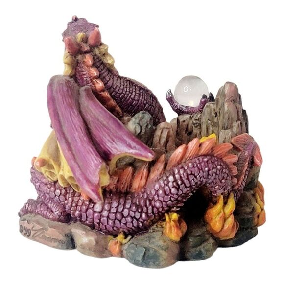 Vtg Purple Dragon Gothic Mythical Resin Candle Holder by Adams Apple Halloween - Picture 3 of 12